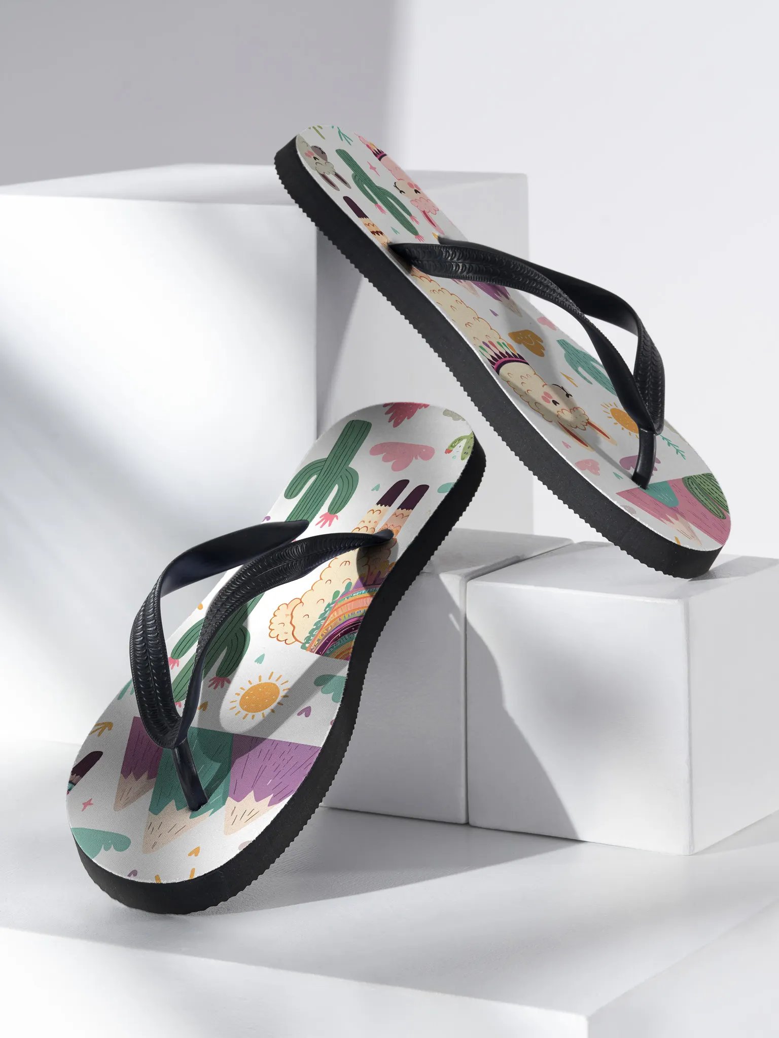 Cute llama flipflop product image (2)