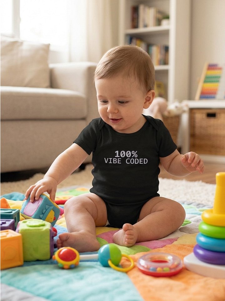 100% VIBE CODED Baby Bodysuit | AI Geek Spirit Collection | TOKI Edition product image (1)