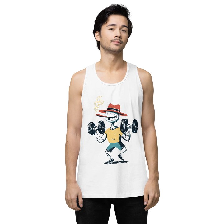 Strong & Smokin’ – Retro Gym Cartoon Tank Top product image (1)