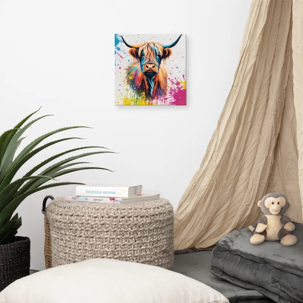 Multi Coloured Paint Splash Highland Cow Wall Art product image (9)