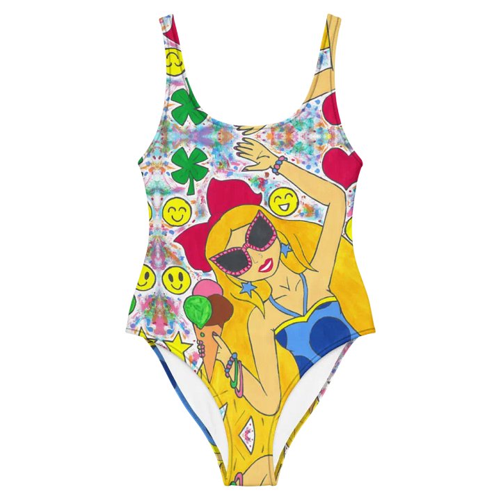 Girl with the ice cream (art by Dina R.) tempera painting picture - One-Piece Swimsuit product image (2)