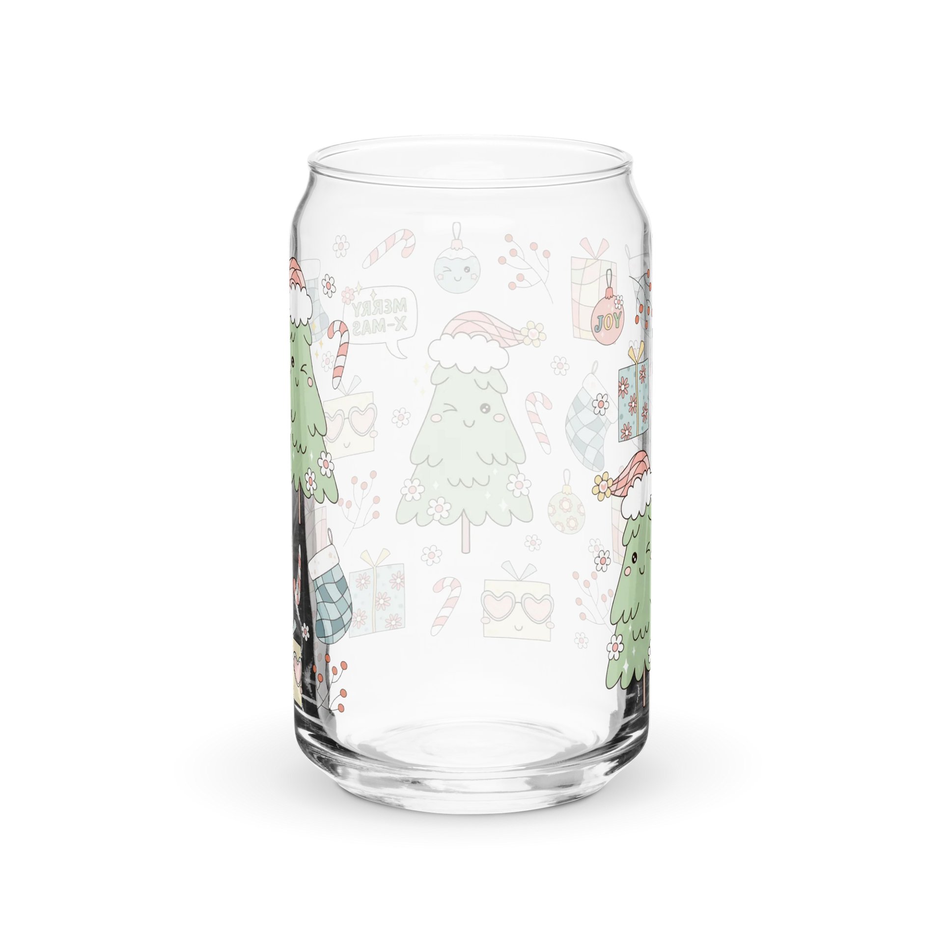 Retro Christmas Tree Glass Can Sipper 16 oz. product image (6)