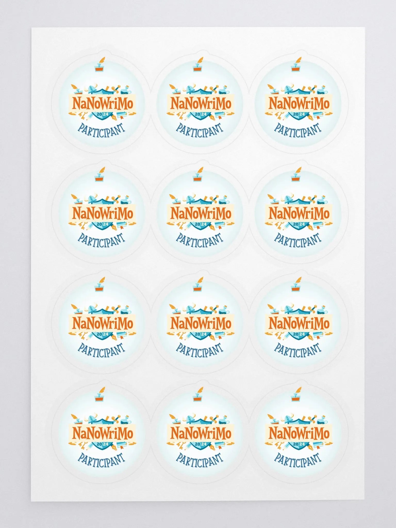 NaNoWriMo Participant Sticker Sheet (12 Stickers Per Sheet) | NaNoWriMo