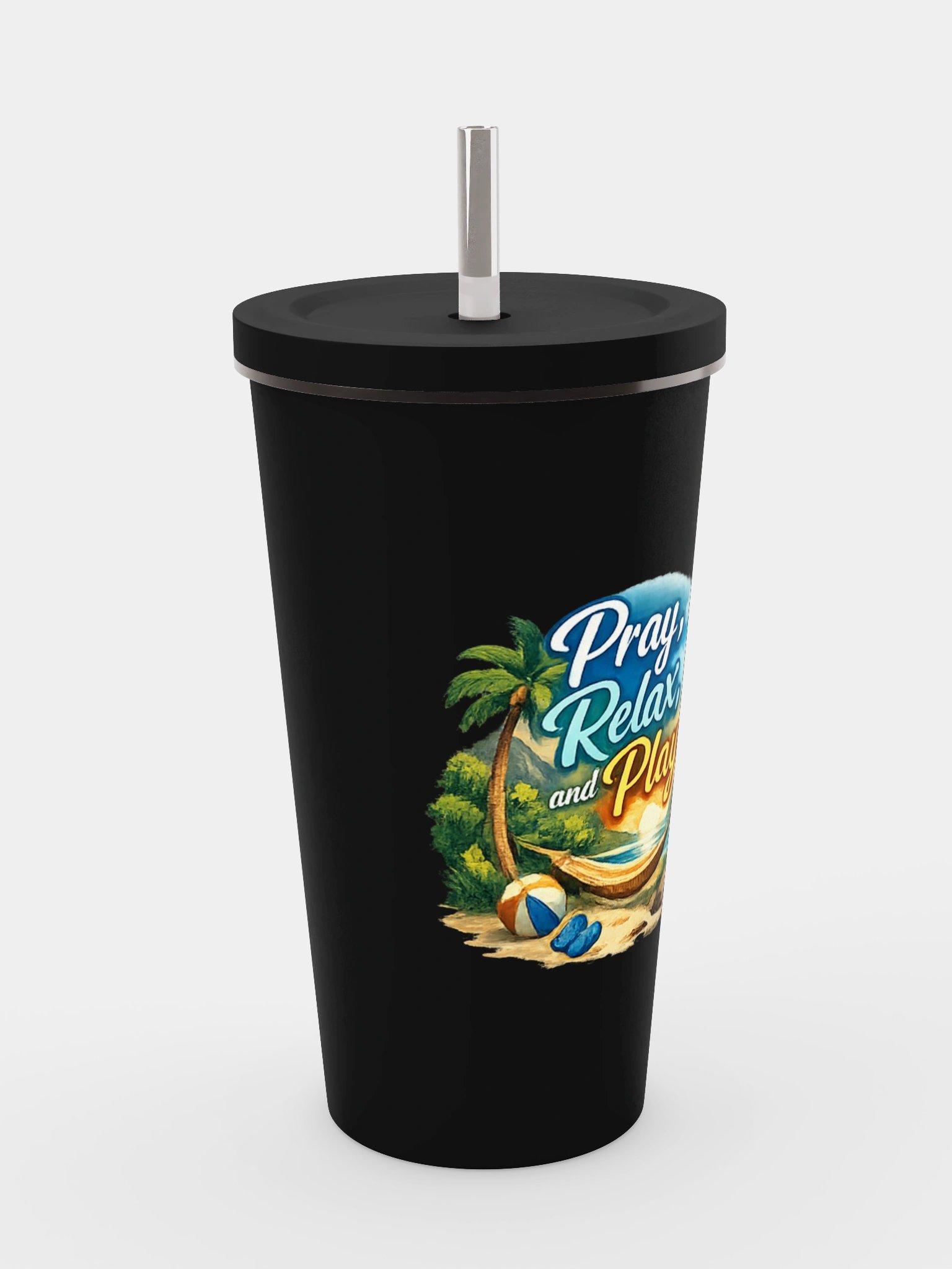 Pray, Relax & Play Insulated Tumbler with Straw product image (4)
