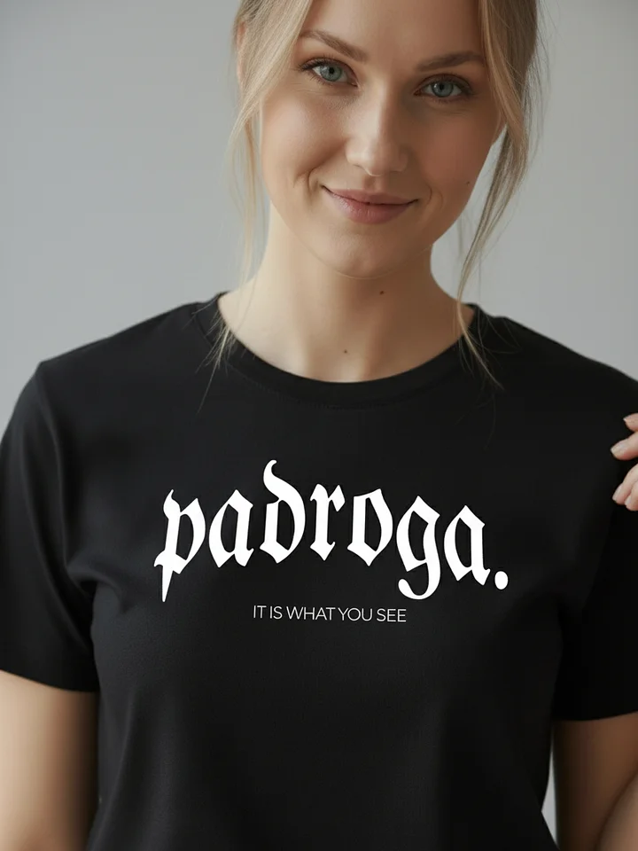 padroga. essentials black tshirt arc logo product image (1)