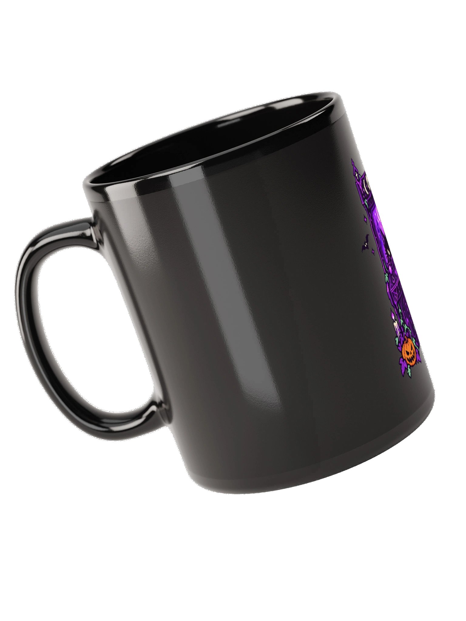 Haunted Arcade Cat — Black Glossy Mug product image (5)