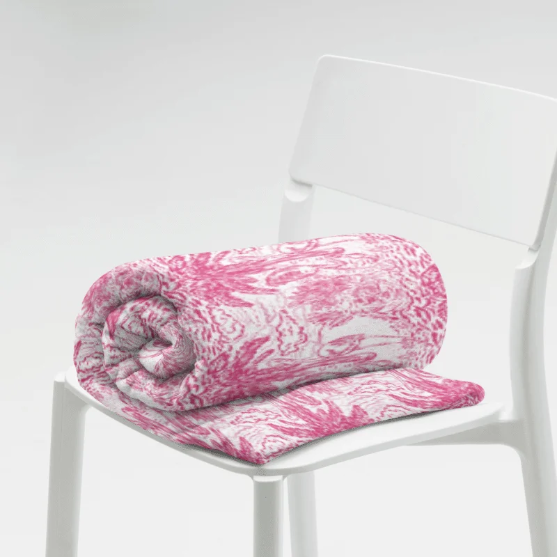 Flamingo Fancy Toile Throw Blanket | Pink on White Tropical Toile with Cheeky Flamingos | by Monique Faella Designs™ product image (8)