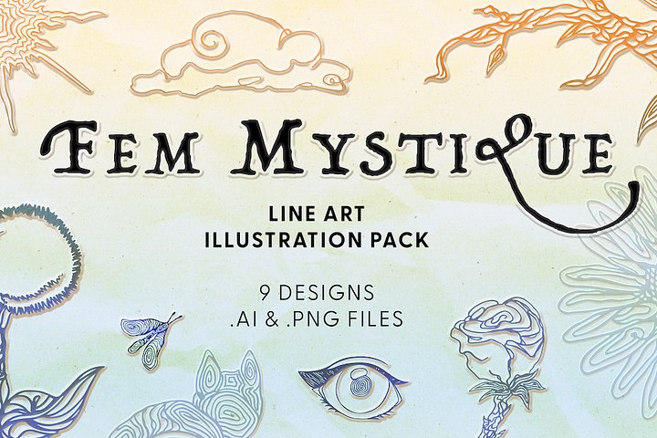 Fem Mystique Line Art Illustration Pack product image (1)