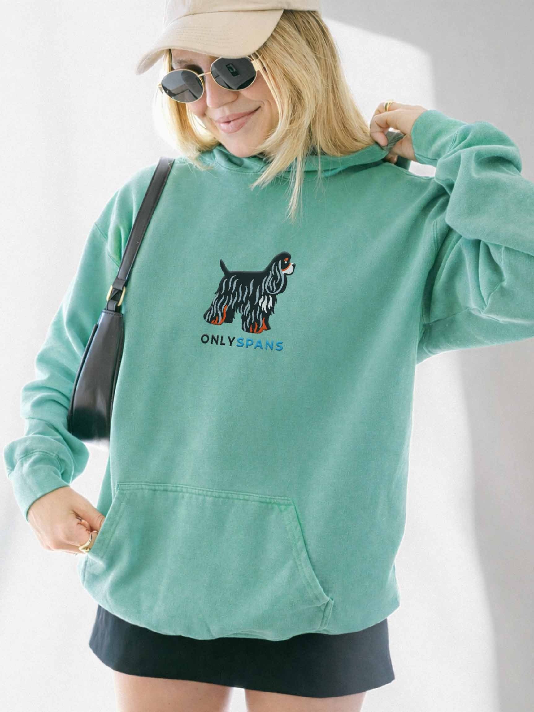 Only Spans Premium Hoodie (Embroidered) of an American Cocker Spaniel(Tricolor) product image (2)
