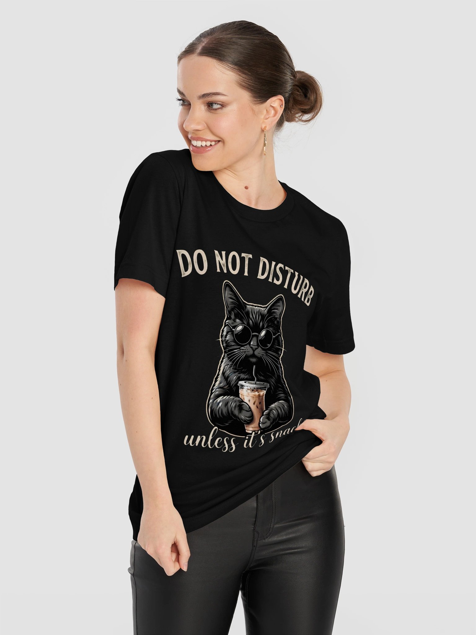 Funny Black Cat Snack Lover T-Shirt product image (115)