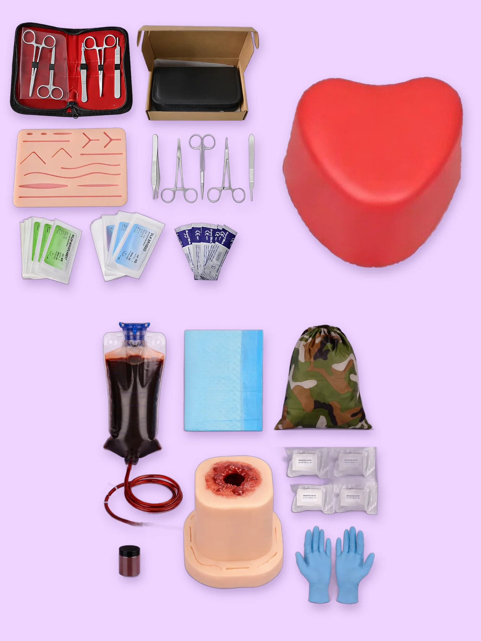 CPR, Suture and Wound Training Set: Training Heart, Ultimate Suture Kit and Wound Packing Kit product image (1)