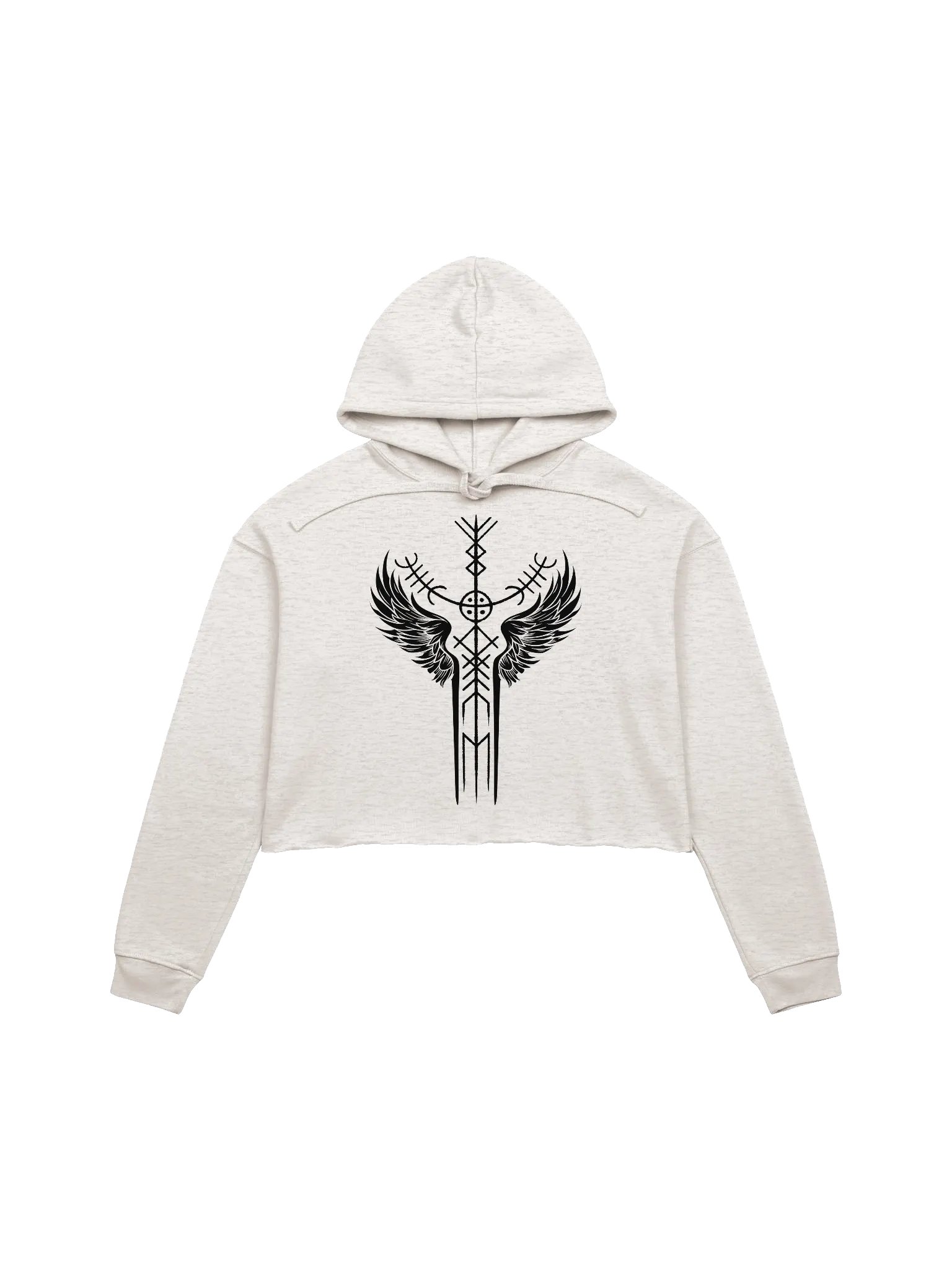 The Valkyrie Stave Fleece Crop Hoodie (black print) product image (2)