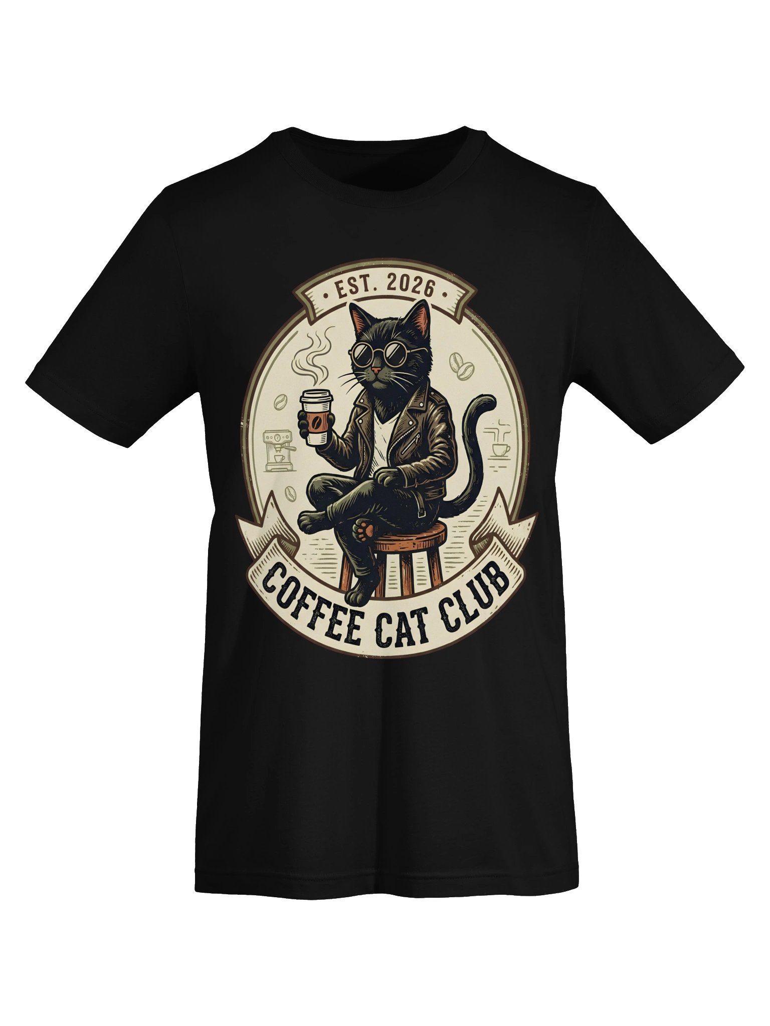 Coffee Cat Club T-Shirt - Vintage Black Cat EST. 2026 Graphic Tee product image (18)