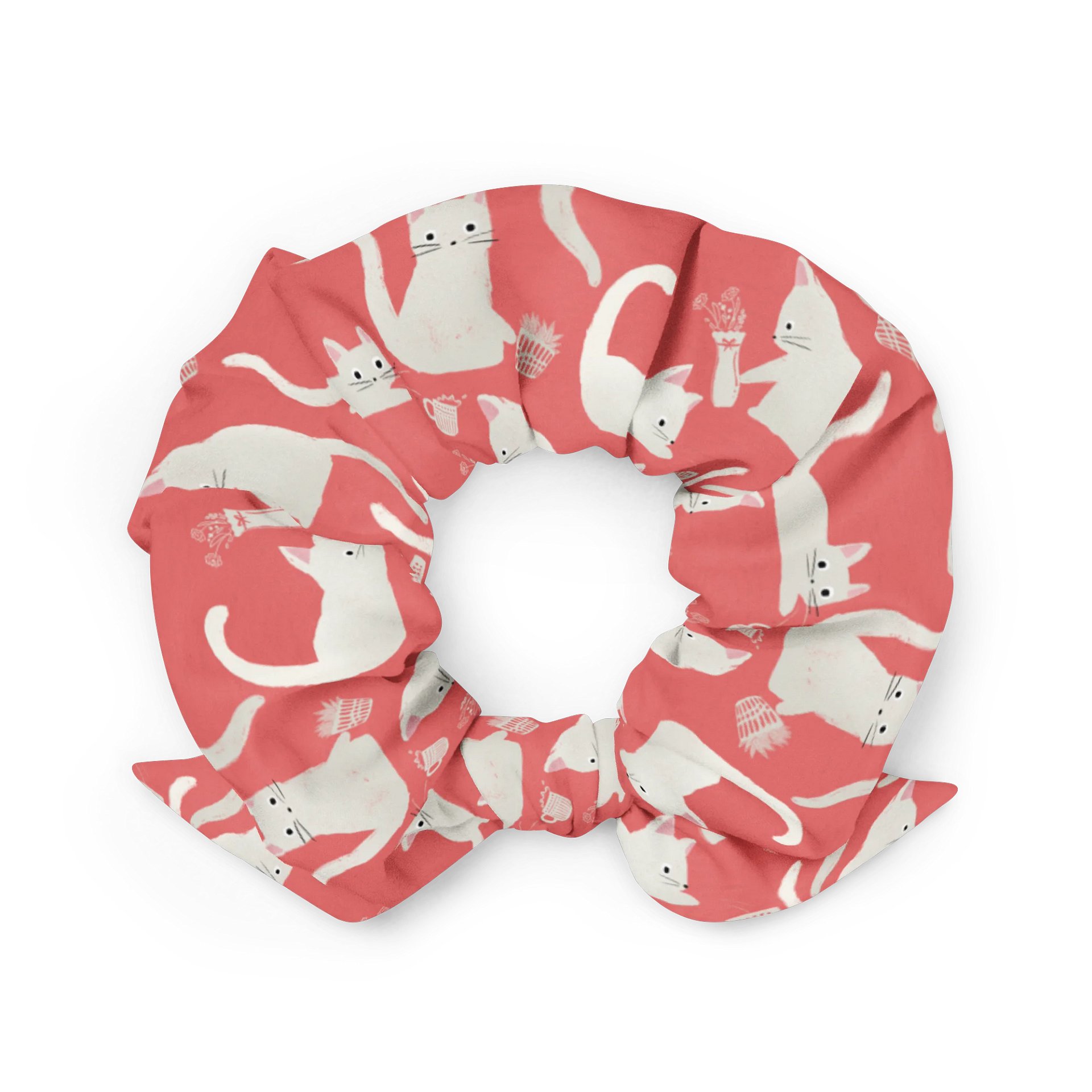 Bad Cats Knocking Stuff Over Patterned Scrunchie, Pink product image (2)