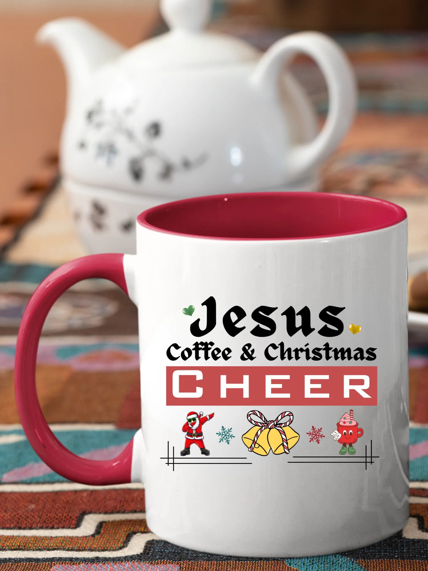 Jesus, Coffee, & Christmas Cheer! Two-Tone 11 & 15 oz Mug | Christian Christmas Mug with Red Accent | Holiday Gift for Believers & Moms product image (11)