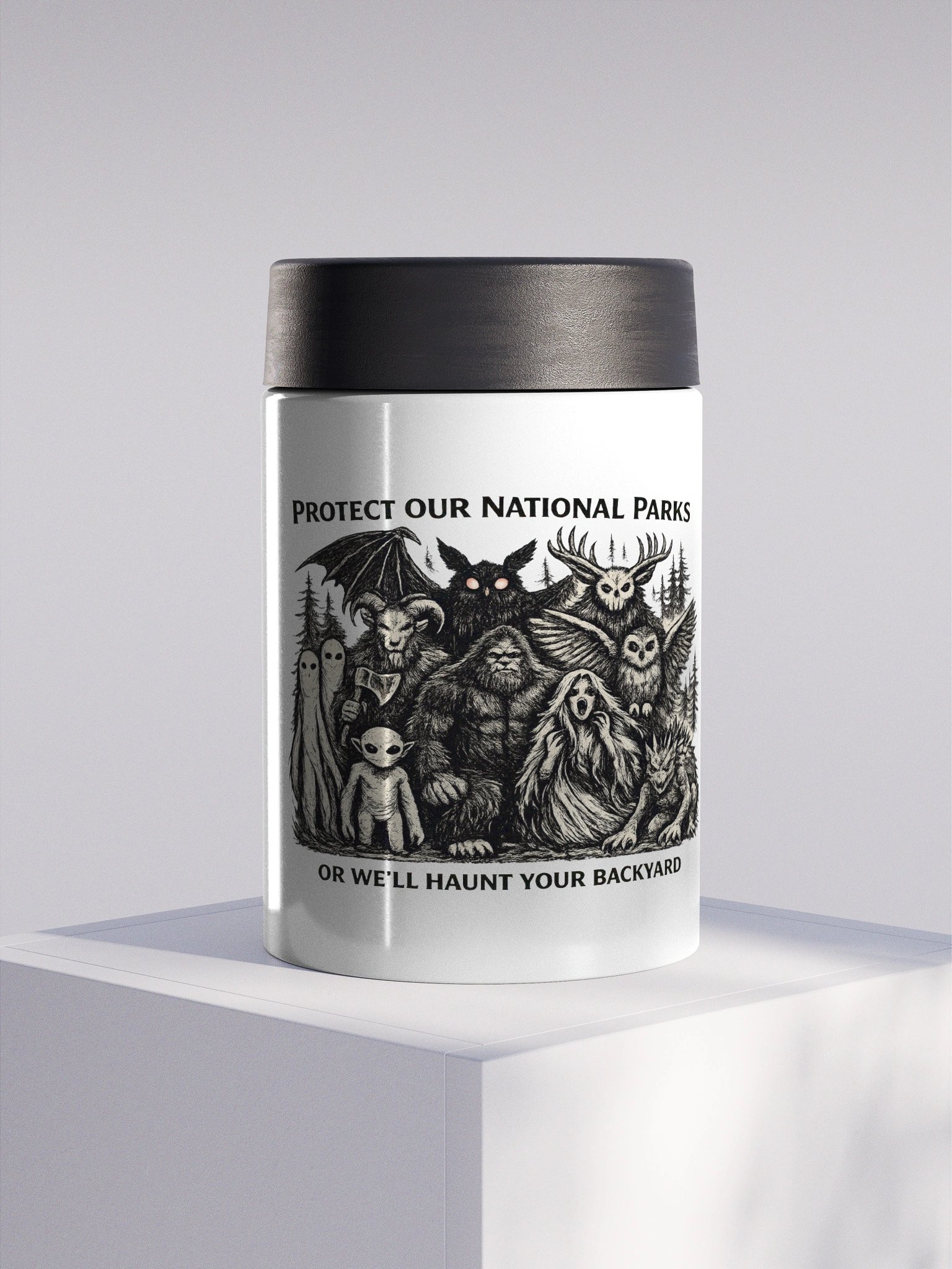 NATIONAL PARK CRYPTIDS STAINLESS STEEL KOOZIE product image (1)