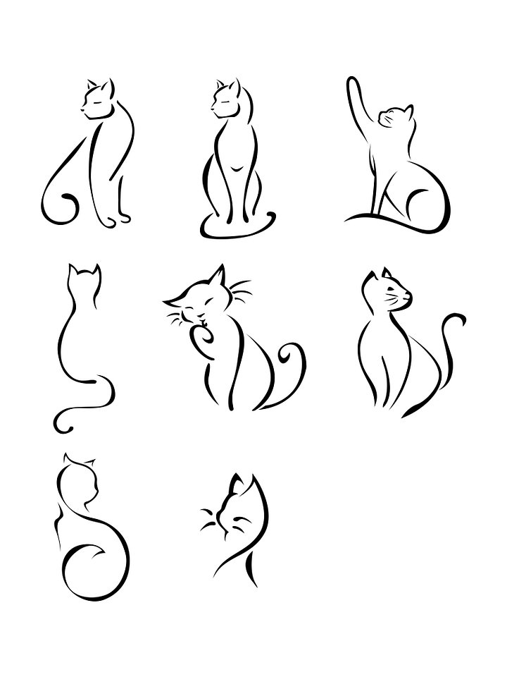 Cat SVG, Cat svg Bundle, Vector, Cats illustration, cats drawing Png, Silhouette, meow line art, Shirt, Cricut Cutting File. kitten Isolated product image (2)