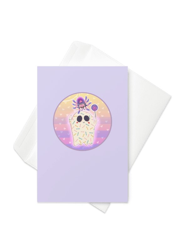 Pastel Little Ghost & the Pet Spider #2 - Greeting Card product image (2)