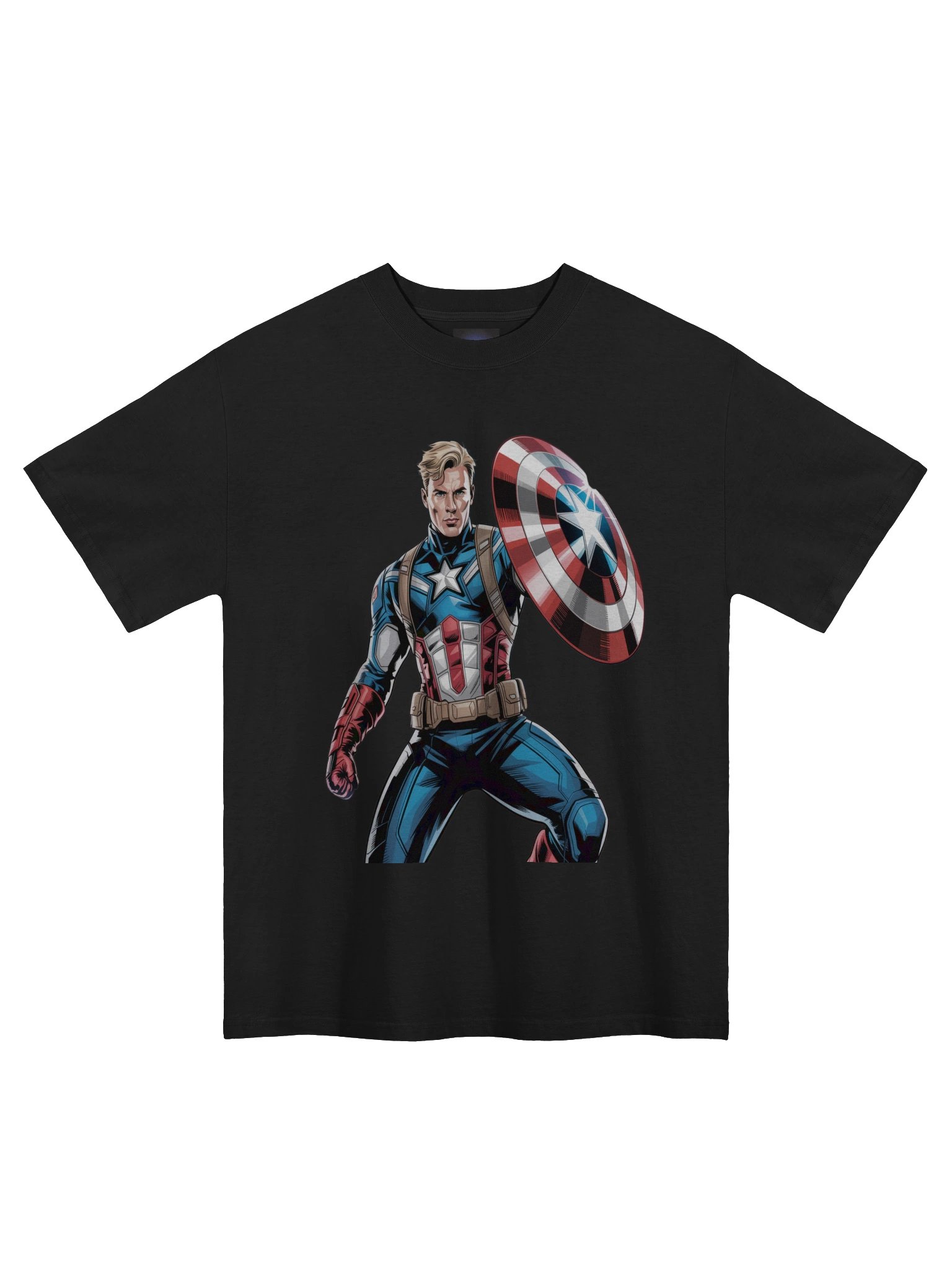 Sentinel's Lunge: Captain America Veiled Onslaught Oversized Faded T-Shirt product image (3)