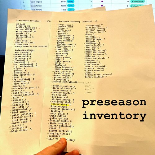 each year before my season starts, I count every item of my inventory and cross-check it between shopify, my items for sale i...