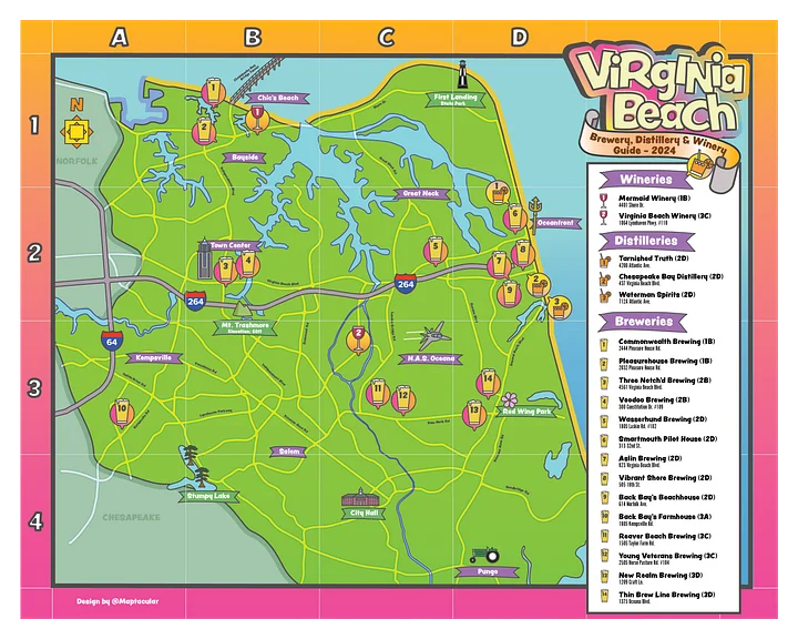 Boozy Virginia Beach Map - instant digital download product image (2)