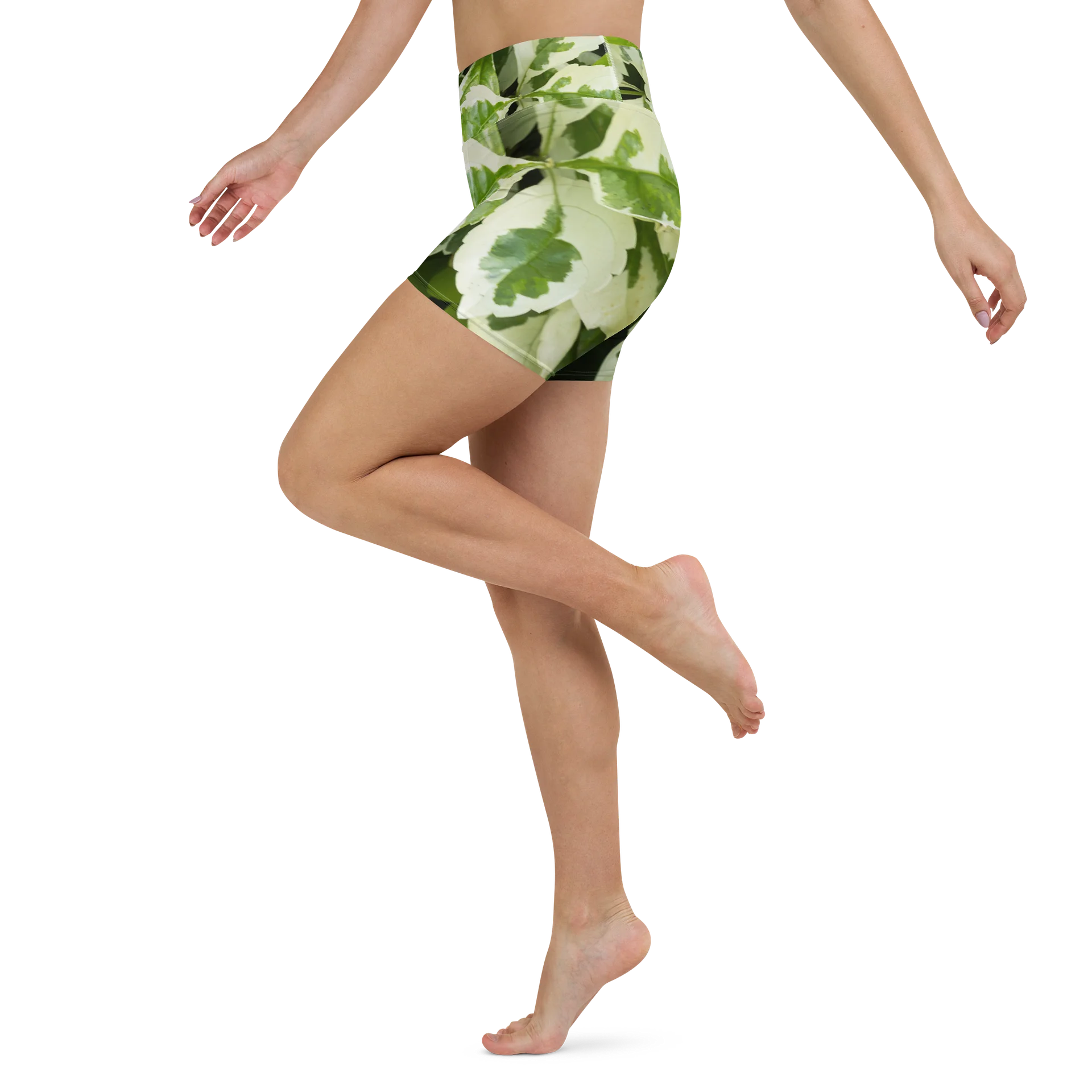 Moss & Parch All-Over Print Green Workout Biker Shorts | Yoga Shorts product image (4)