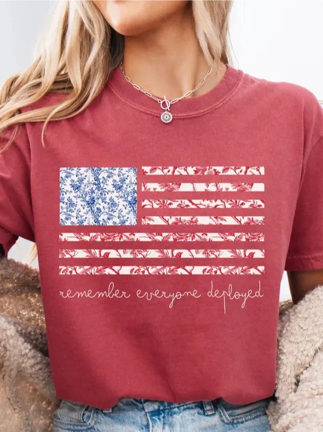 RED Friday Shirt - Remember Everyone Deployed Floral American Flag Tee - Memorial Day Remembrance T-Shirt product image (1)