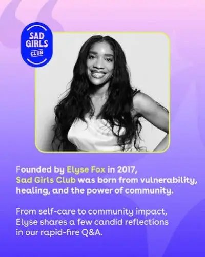 During the month of October 🎃 our Crypties voted to fundraise for Sad Girls Club on  Twitch! 💜 Sad Girls Club provides mental health resources for Millennial and Gen Z womxn, girls, and femmes of color. 🧠  Read more about Sad Girls Club here: https://sadgirlsclub.org/