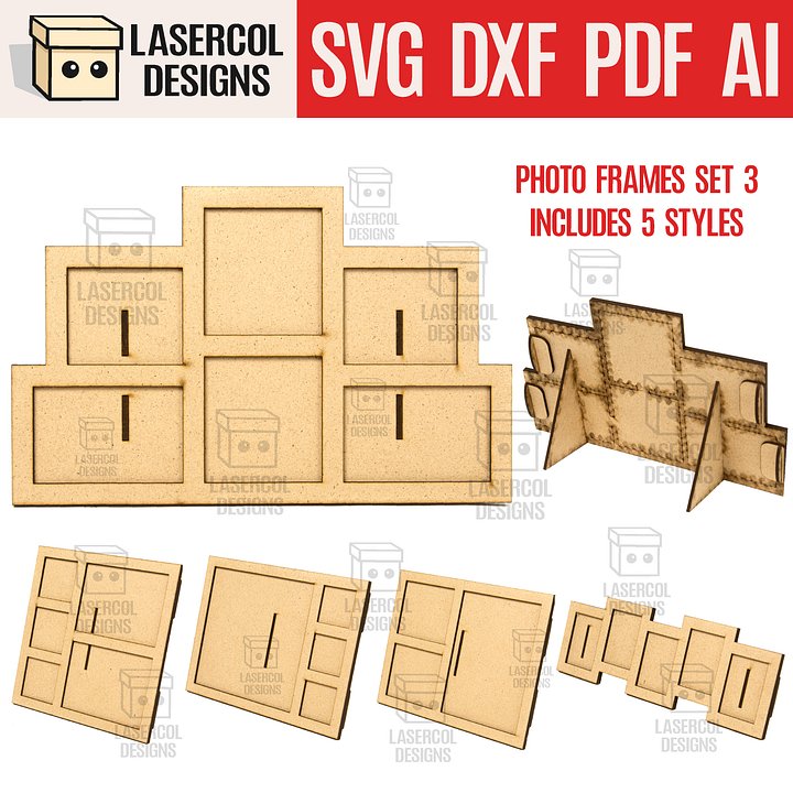 Photo Frames Set 3 (5 Styles) - Laser Cut Files product image (1)