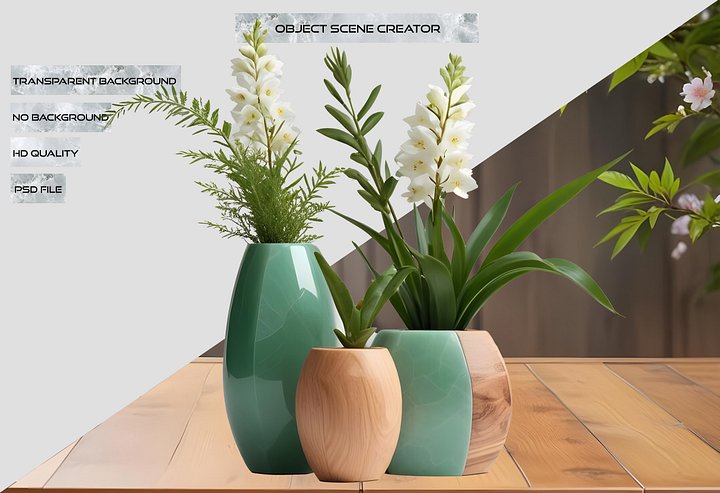 Jade Signature – Trio of Jade and Wood Vases png product image (2)