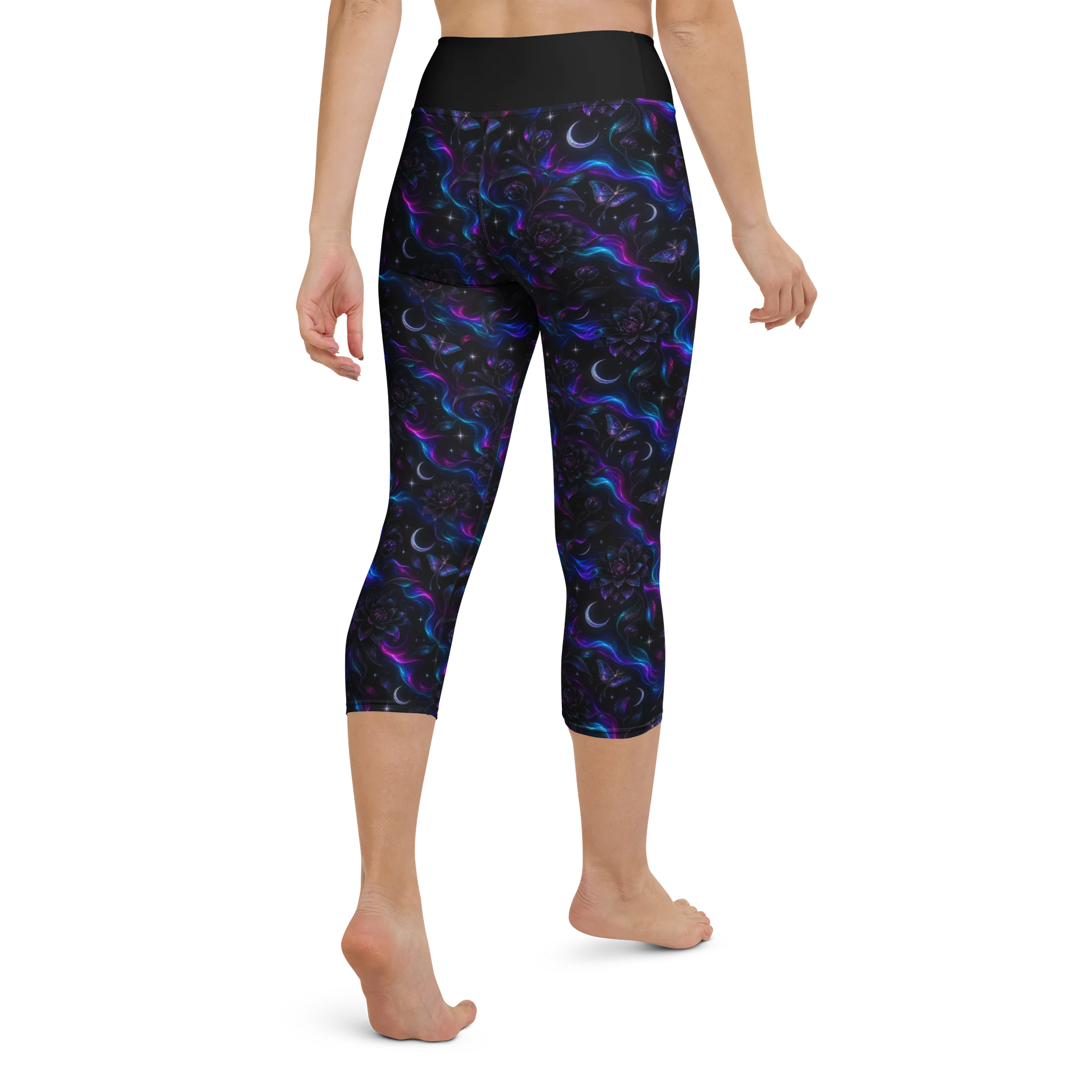 Blue Black and Celestial Goddess Yoga Capri Leggings | Fethria product image (3)