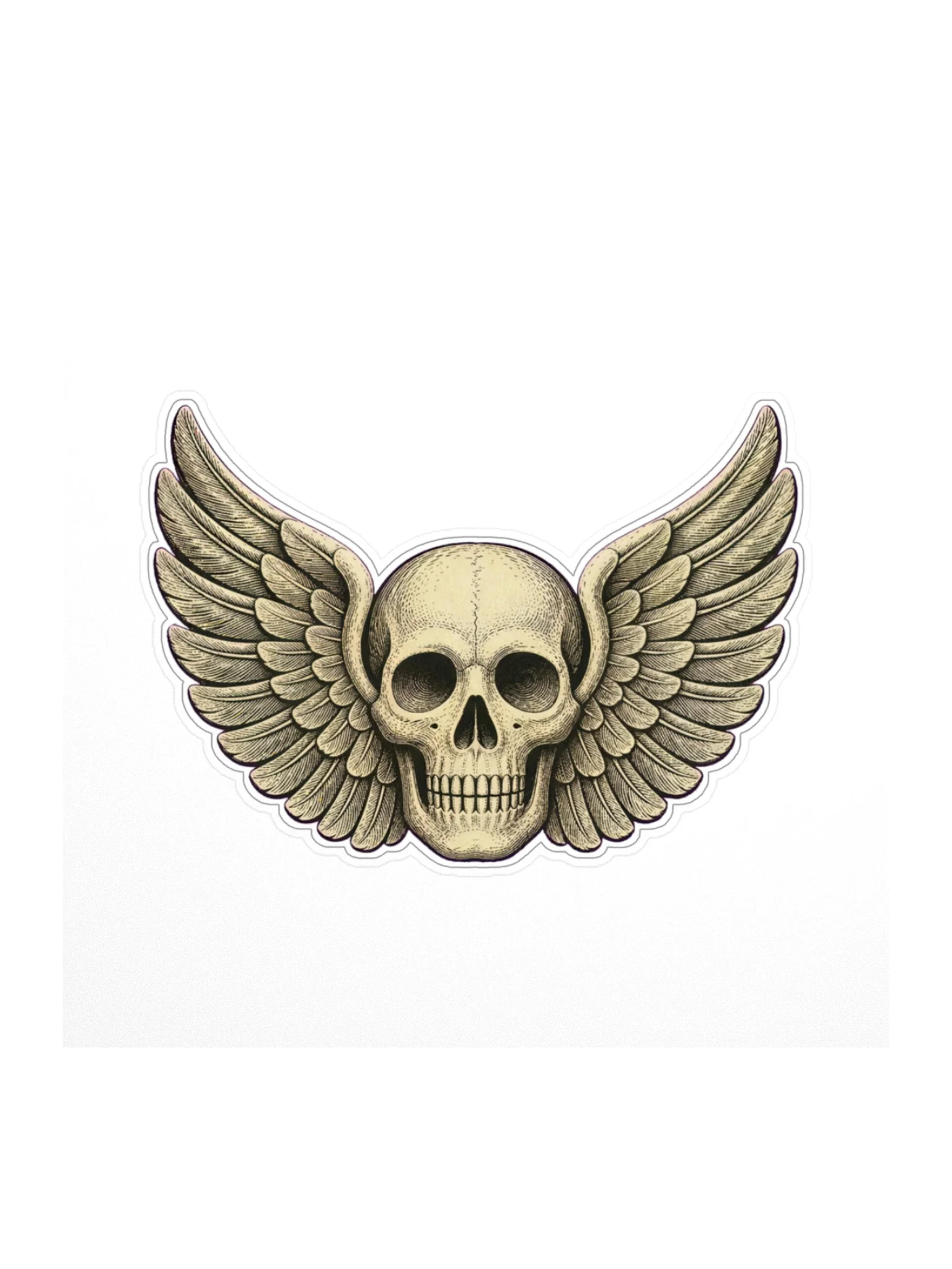 Winged Death's Head Sticker, White