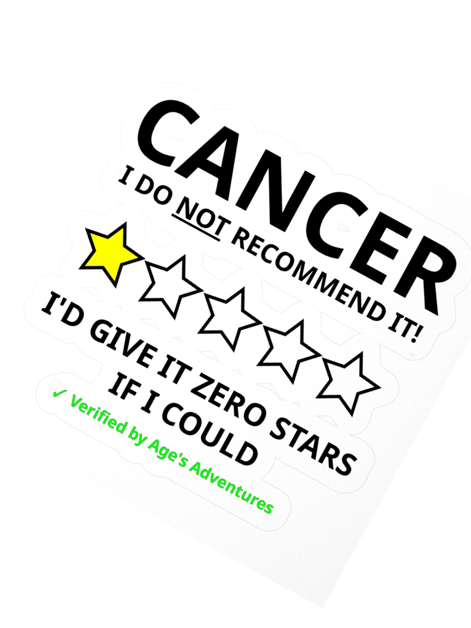 The "Zero Stars" Cancer Review Sticker (Kiss-Cut) product image (2)