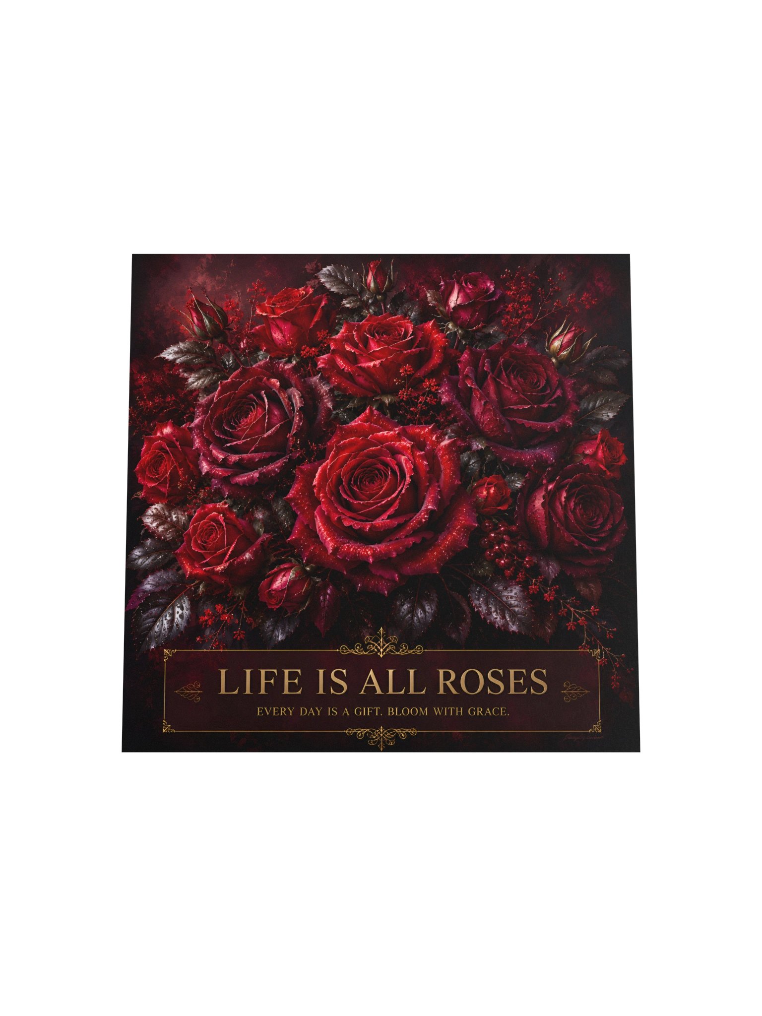 Red Roses Wall Art, Life Is All Roses, Crimson Floral Poster, Gothic Romantic Room Decor product image (5)