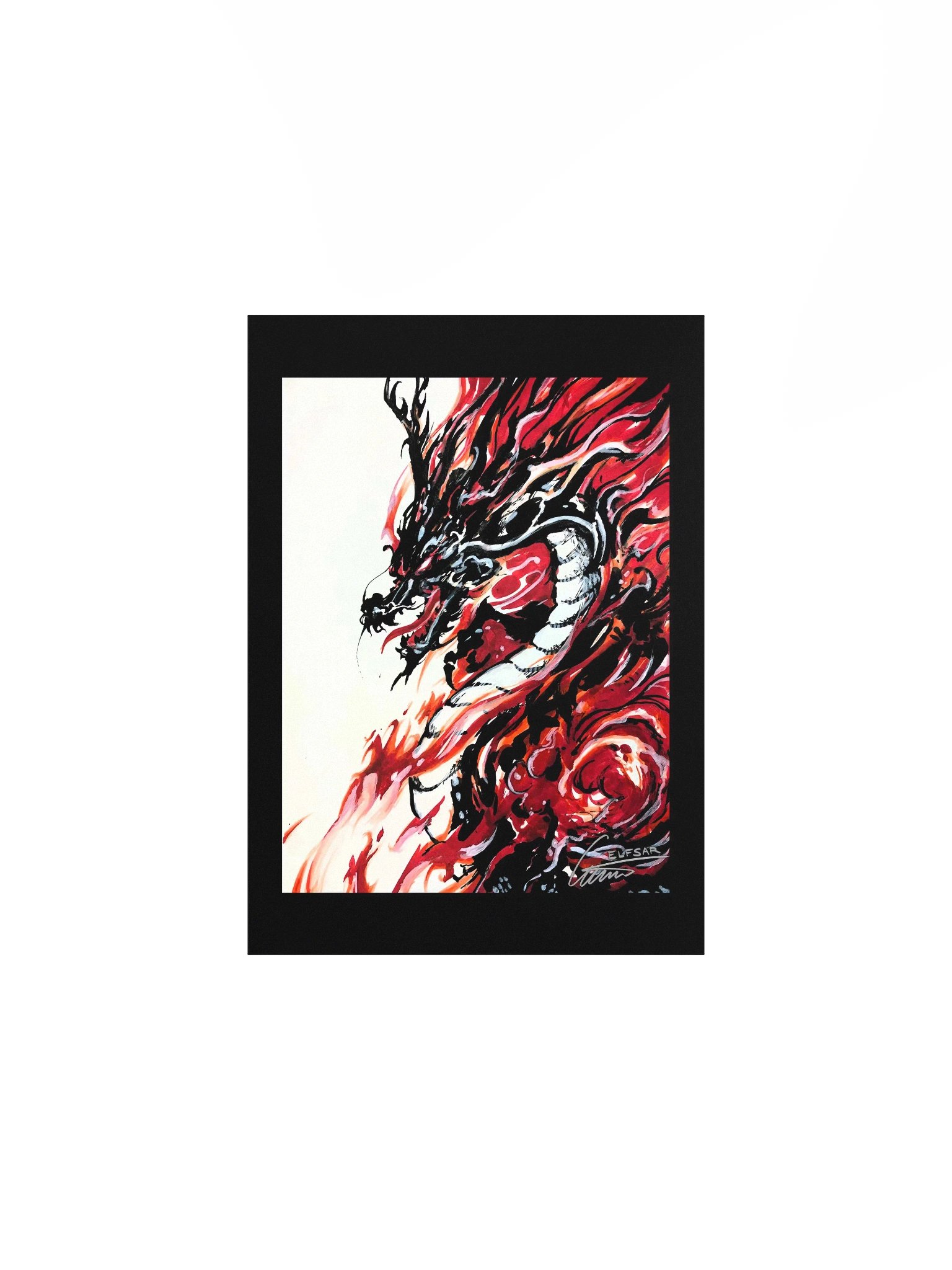 Black Red & White Dragon Matte Print product image (1)