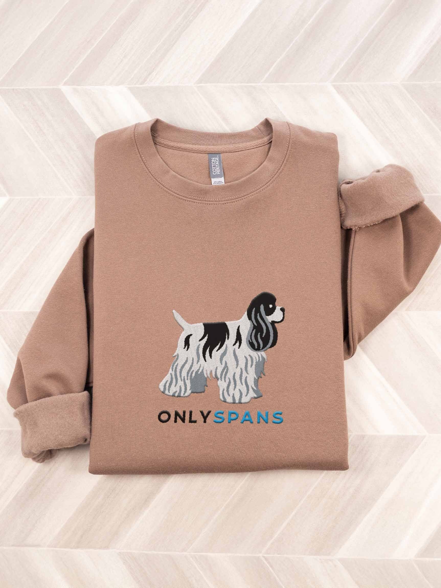 Only Spans Sweatshirt (Embroidered) of an American Cocker Spaniel(Parti Black & White) product image (1)