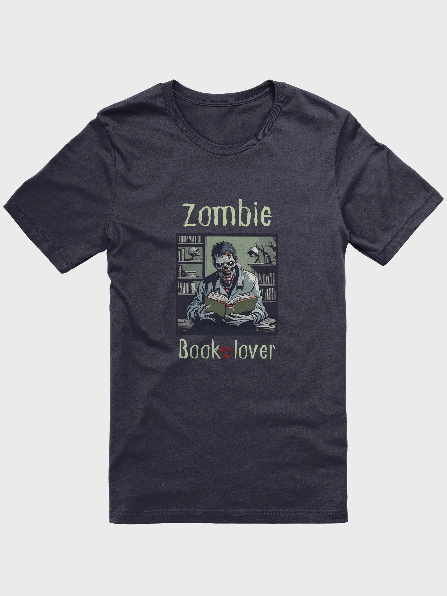 Zombie Book Lover Navy T-shirt product image (1)