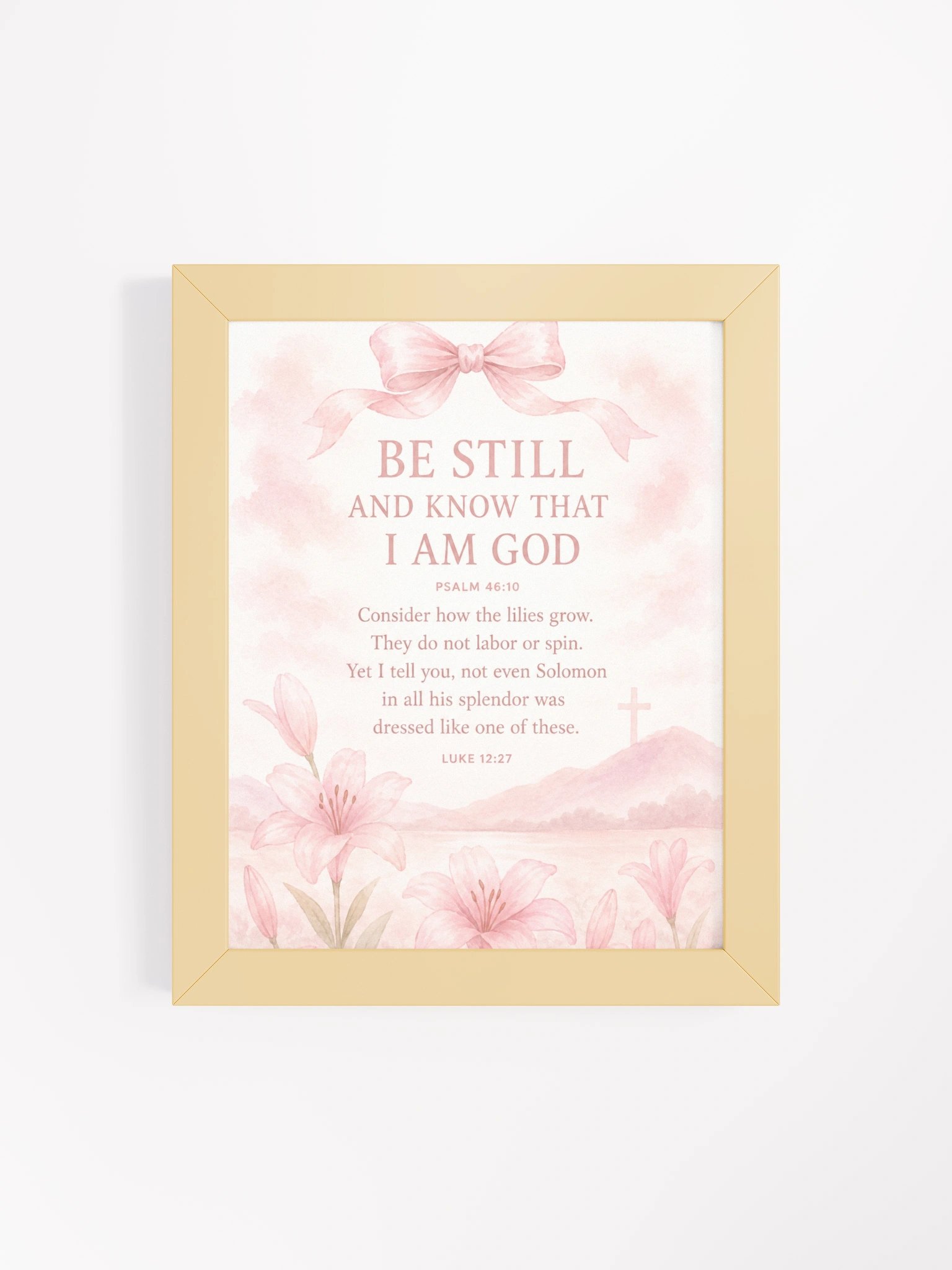 Be Still And Know That I Am God Psalm 46:10 | Pink Coquette Framed Christian Wall Art product image (4)
