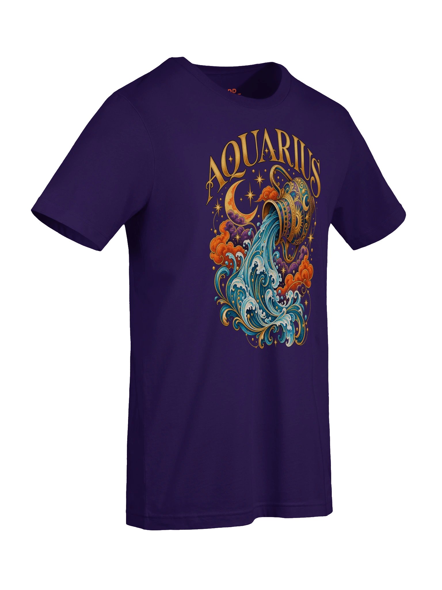 Aquarius Zodiac T-Shirt With Celestial Water Bearer Art product image (8)