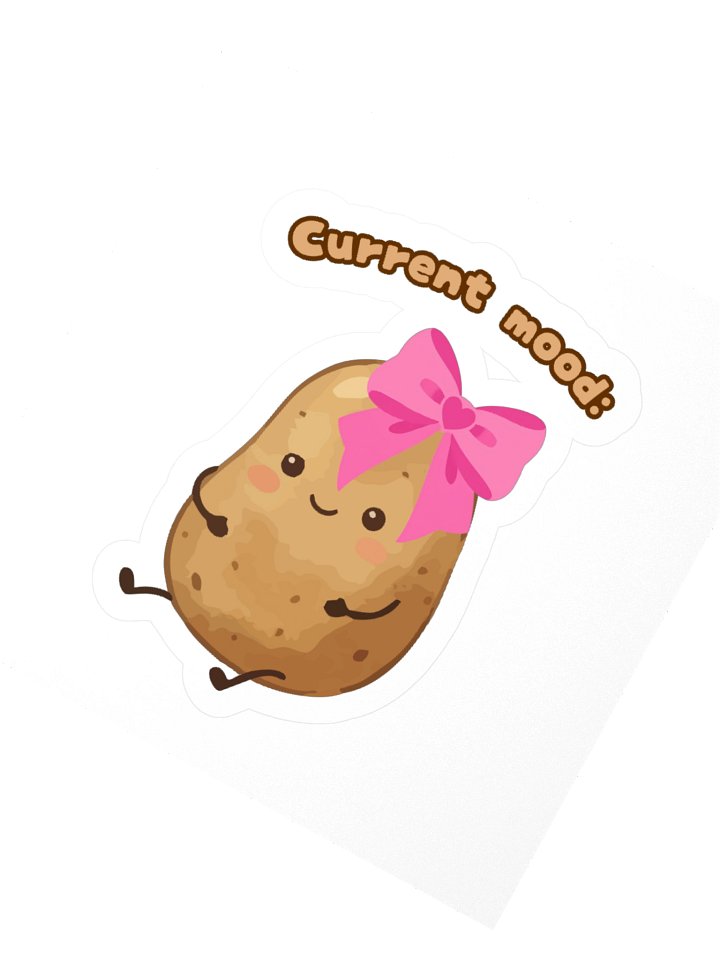 Current Mood Potato Sticker — Pink Bow Kiss-Cut product image (5)