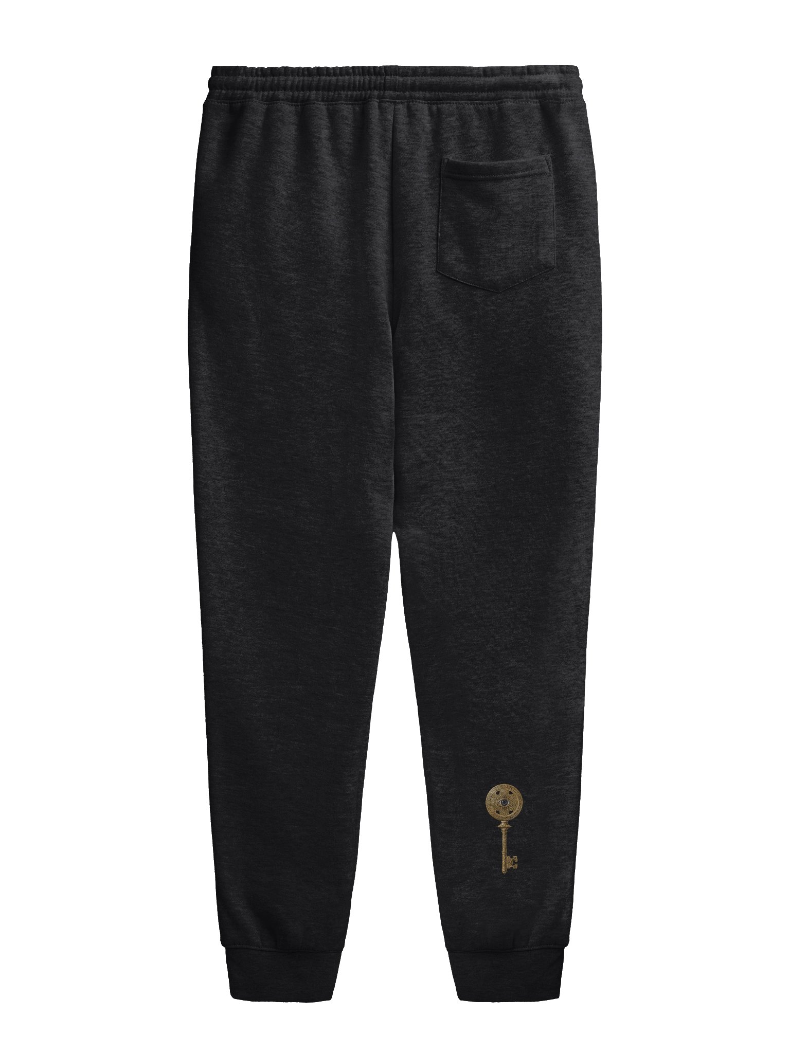 The Gatekeeper’s Key Midweight Fleece Pant – Front Thigh & Back Lower Leg Print | Black | product image (2)