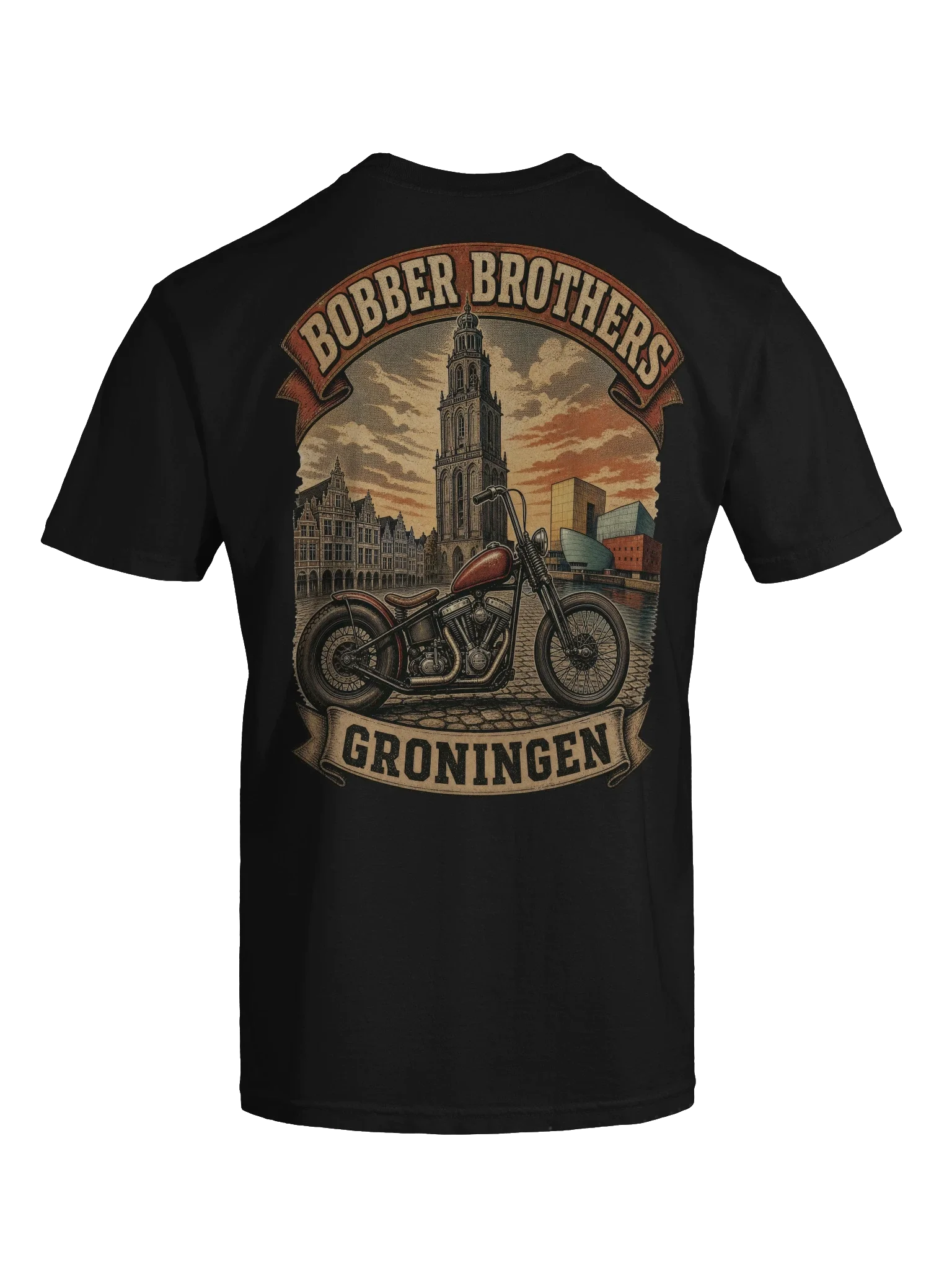 Groningen motorcycle t-shirt design by Bobber Brothers