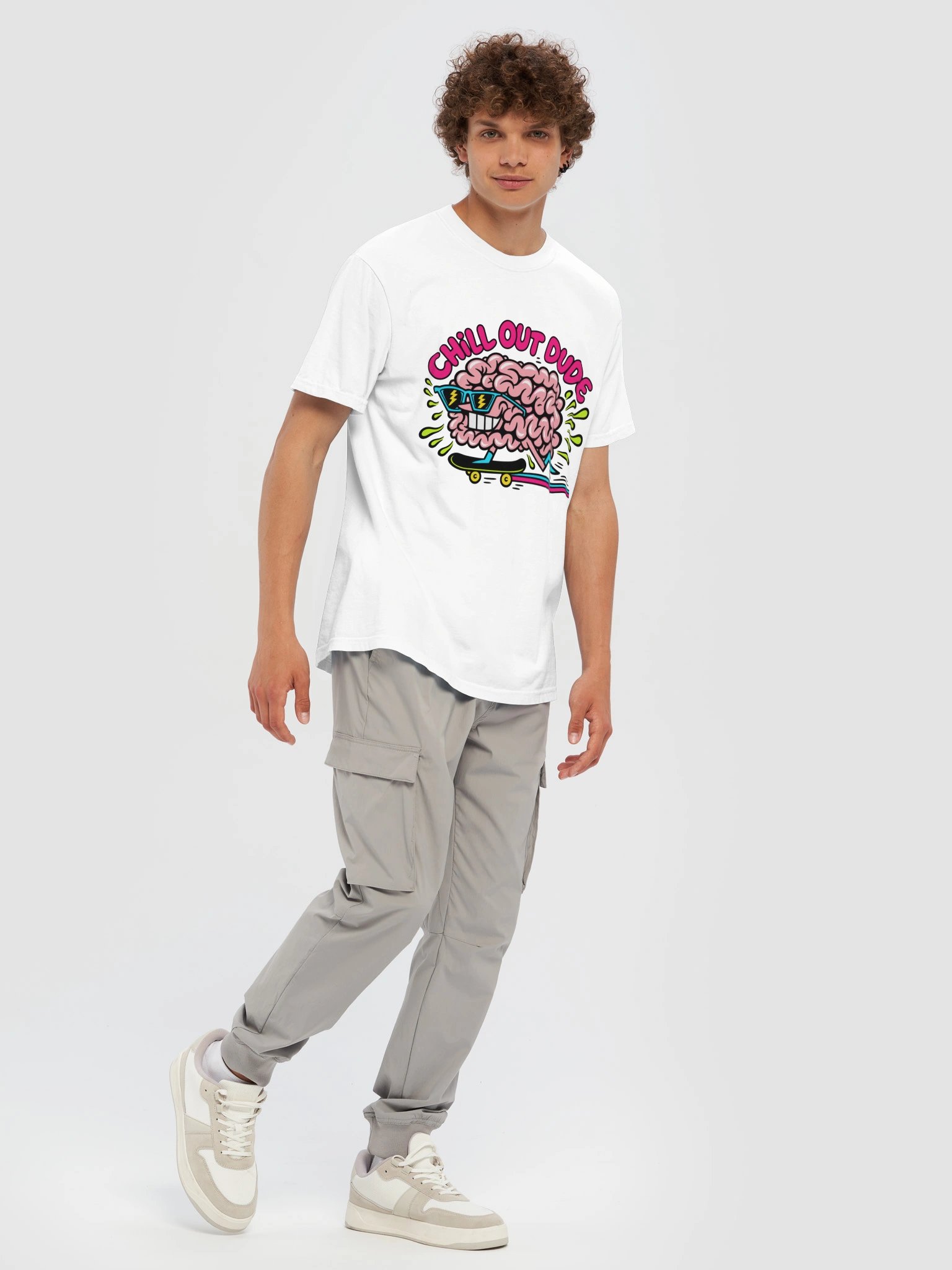 Chill Out Dude Pink Brain Skate Tee product image (7)