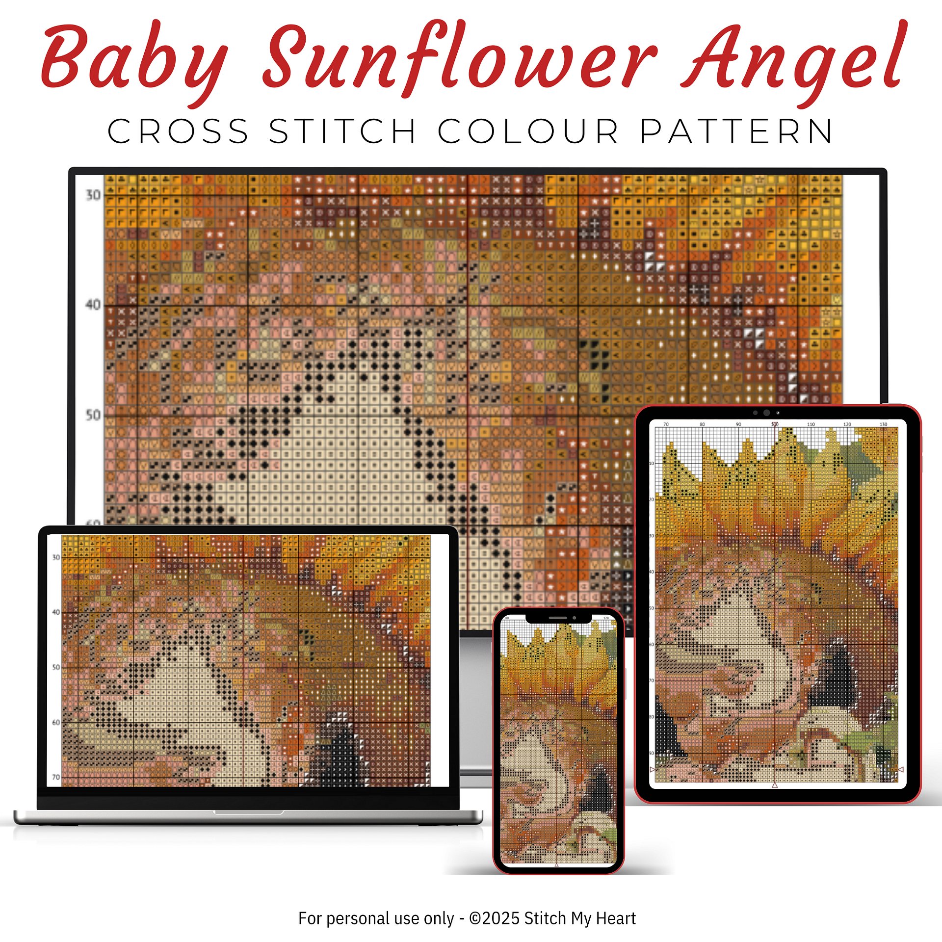 Baby Sunflower Angel Cross Stitch Pattern product image (3)