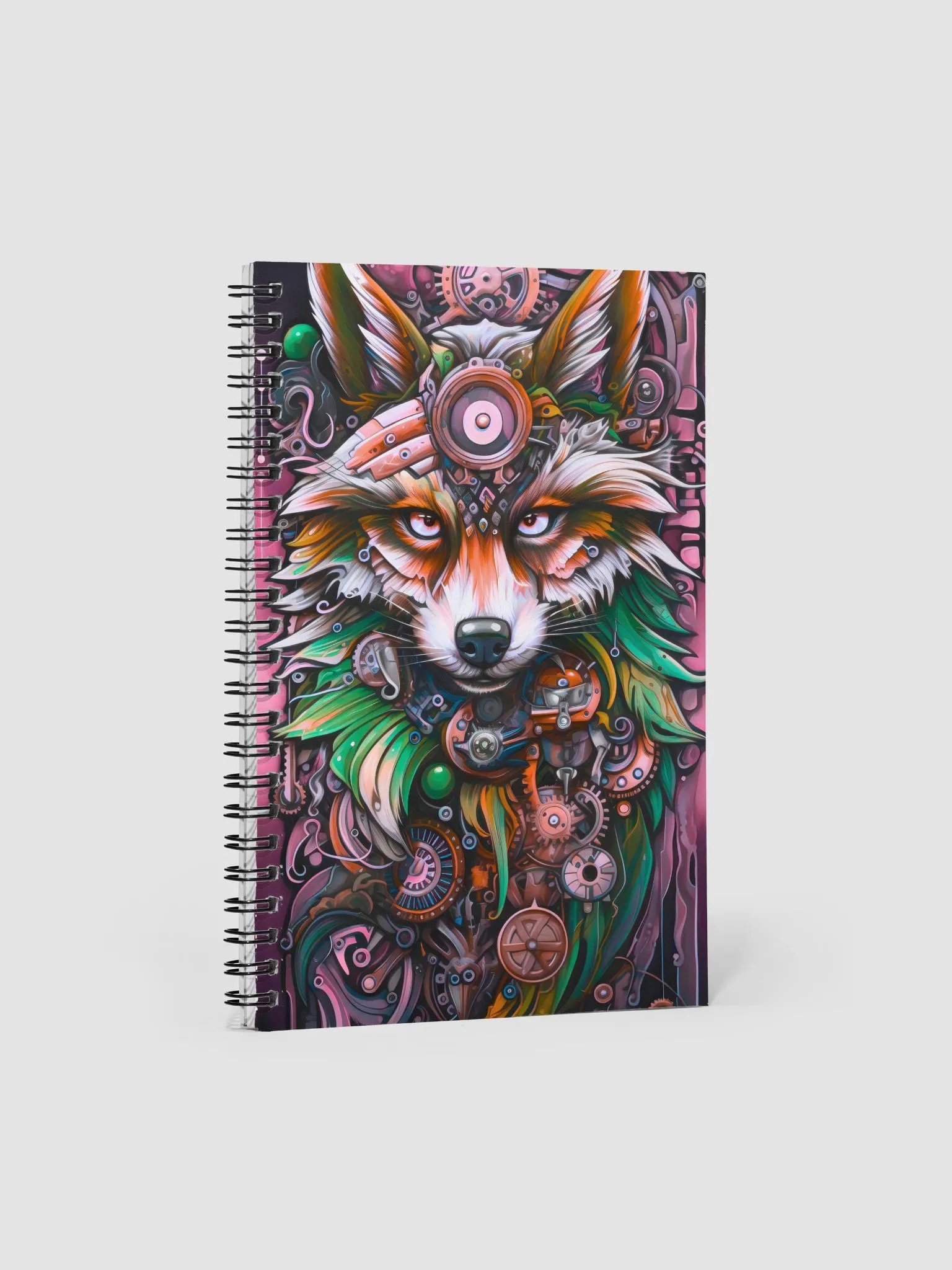 Steampunk Wolf Fox Spiral Notebook product image (1)