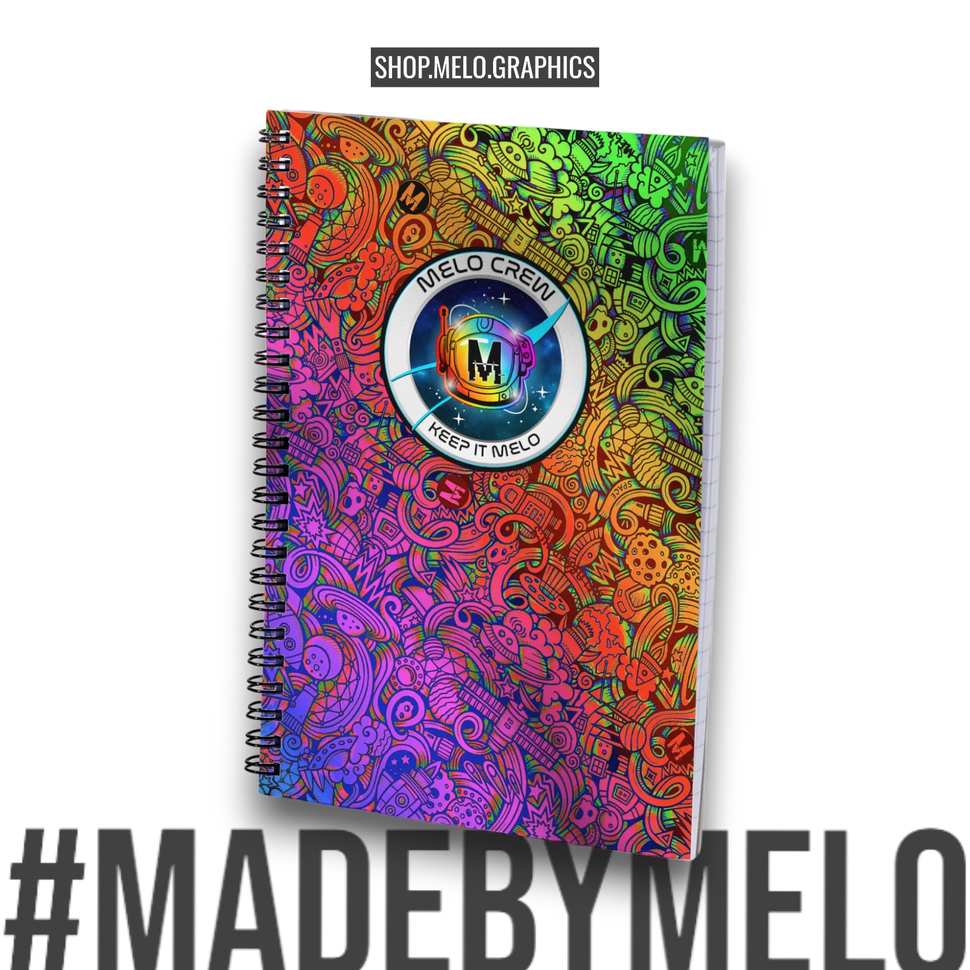 Rainbow Space Scribble Spiral Notebook - 5.5X8.5