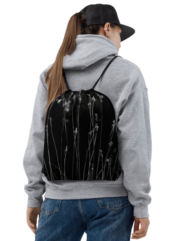 Drawstring bag - Wildflowers, monochrome product image (2)