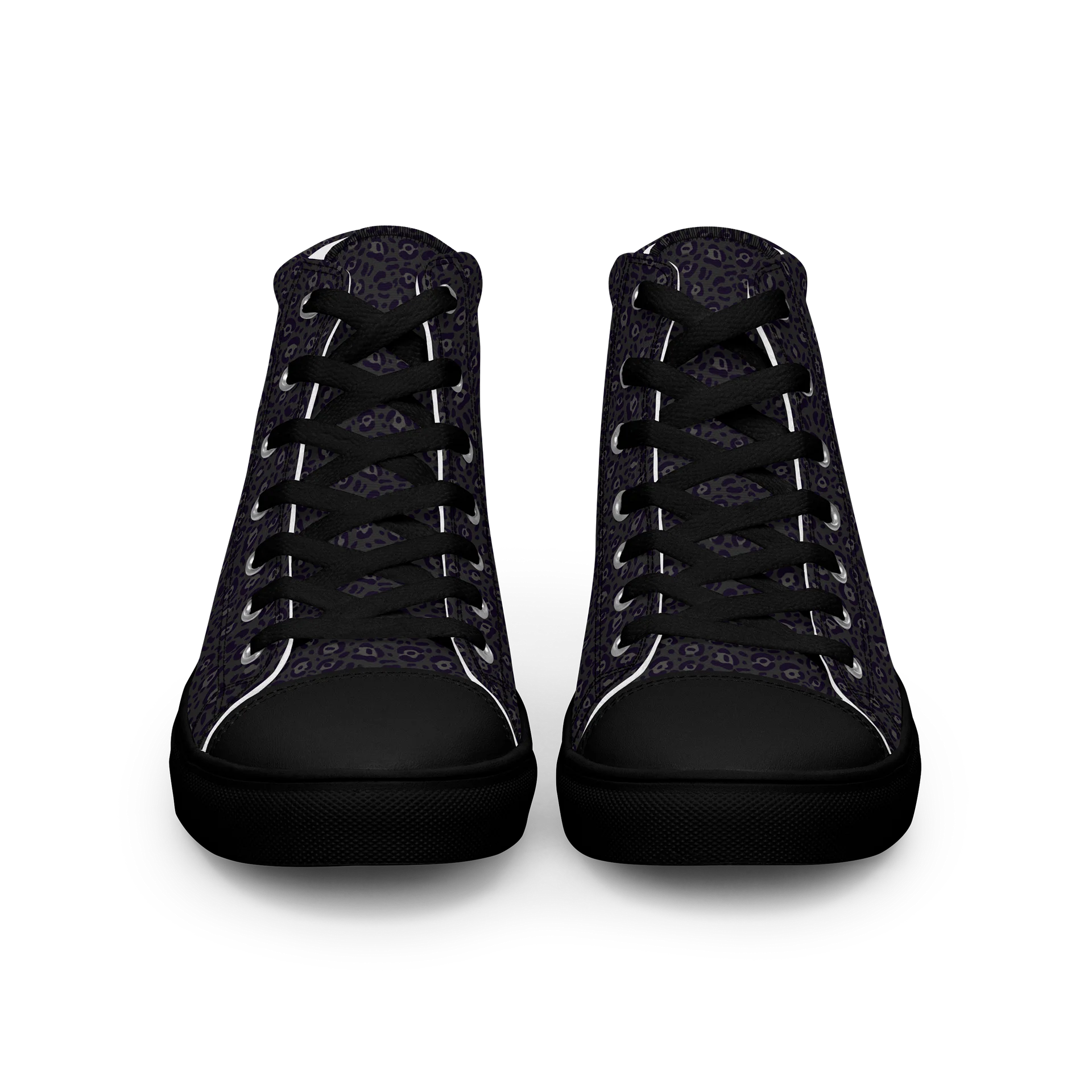 Black Leopard Print Men's High Top Canvas Shoes product image (3)