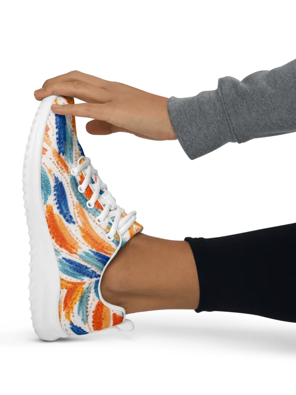 Tribal Fusion: Vibrant Azure & Amber Women's Sneakers product image (2)