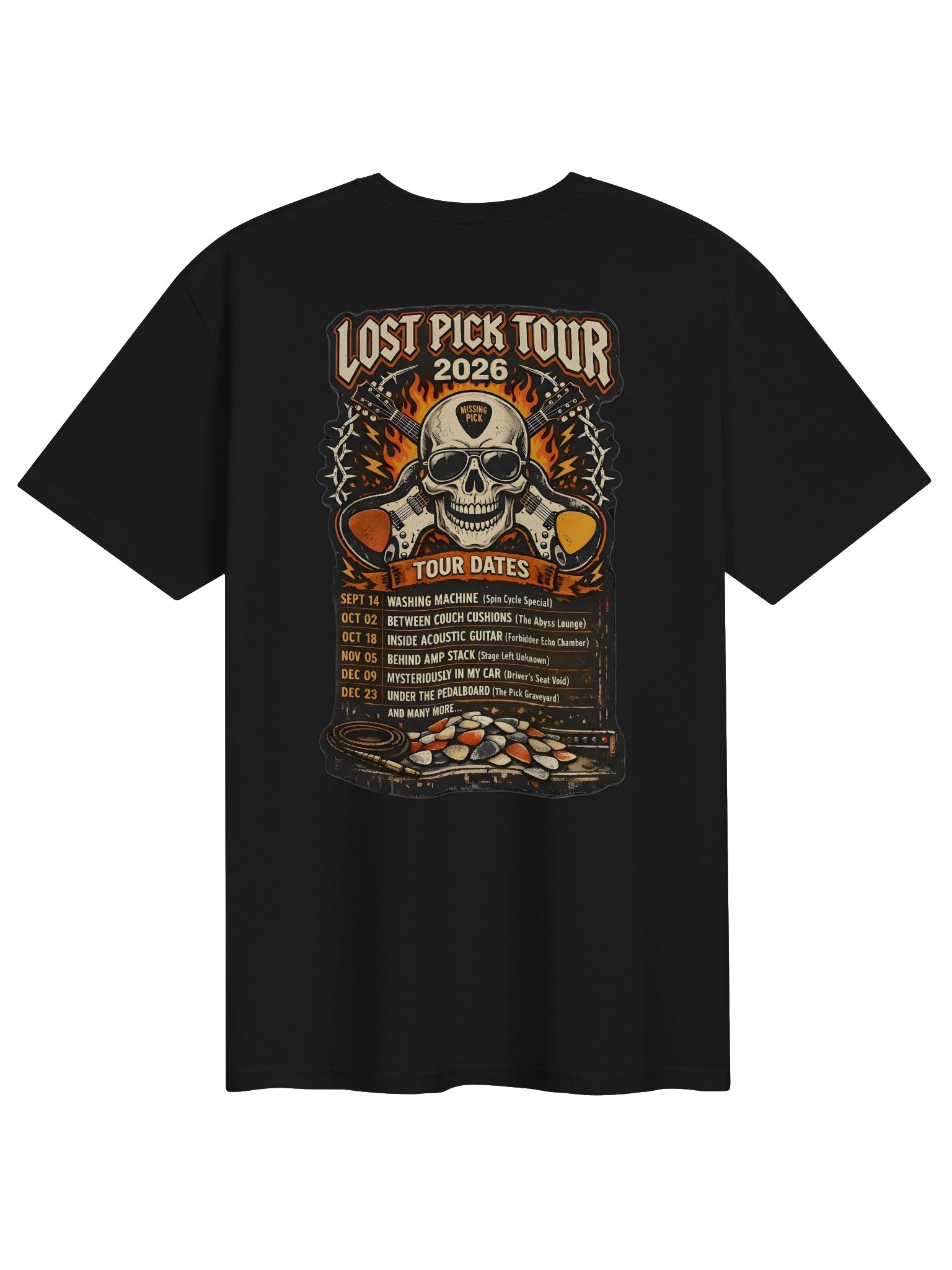 Lost Picks Tour 2026 Tee - Guitar T-Shirt | Funny Guitar T-Shirts product image (2)